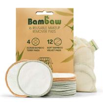 Almofadas removedoras de maquiagem reutilizáveis Bambaw 16 rodadas de algodão com bolsa Almofadas removedoras de maquiagem reutilizáveis Bambaw 16 rodadas de algodão com bolsa