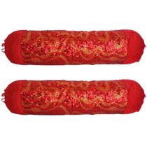 Almofadas Rolo 2 Peças Natal Paetês Vermelhas Com Dourado 56cm Saldão - Zona Livre