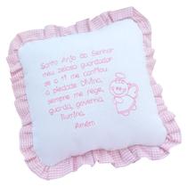 Almofadinha Oração Santo Anjo Bordado Rosa - SP AL05/RS Almofadinha Oração Santo Anjo Bordado Rosa - SP AL05/RS