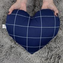 Almofadinha Travesseiro Pet Coração - Grid Marinho - 28x27cm