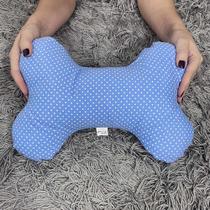 Almofadinha Travesseiro Pet Osso - Azul Poá - 28x27cm