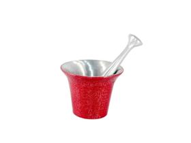 Almofariz Alumínio Polido Craqueado Socador de Alho Médio Almofariz Alumínio Polido Craqueado Socador de Alho Médio