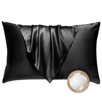 Almohada BHZ King Size de Plumas de Ganso con Funda de Satén Negra Almohada BHZ King Size de Plumas de Ganso con Funda de Satén Negra