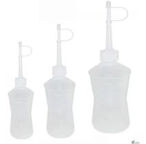 Almotolia Plastica Transparente 500 Ml Bico Reto Branca Kit Com 3 Unidades