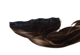 Alongamento Aplique Tic Tac Liso Castanho Com Luzes Loiras