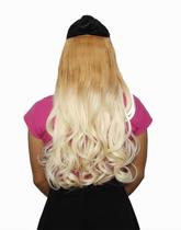 Alongamento Aplique Tic Tac Ondulado Loiro Ombre Hair 60Cm