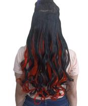 Alongamento Aplique Tic Tac Ondulado Preto Com Vermelho 60Cm Alongamento Aplique Tic Tac Ondulado Preto Com Vermelho 60Cm