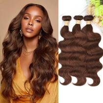 Alongamento de cabelo ALLRUN Brown Body Wave 12A 100% brasileiro