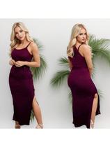 ALows AL Vestido Feminino Longo de Alcinha Malha Canelada ALows AL Vestido Feminino Longo de Alcinha Malha Canelada