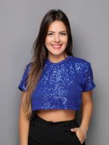 ALows OL Blusa Biso Lurex Croped de paete com manga Curta