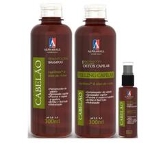 AlphaHall Cabelão Shampoo 300 ml e Detox Peeling 300 ml e Fluído Fortalecedor