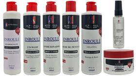 Alphahall Enroulé Liberado Shampoo e Cond e Co Wash e Másc e Gelatina e Creme Pentear e Sérum Brilho