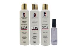 AlphaHall S.O.S Shampoo e Condicionador e Leave-in e Sérum Antienvelhecimento