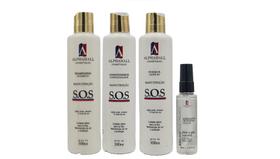 AlphaHall S.O.S Shampoo e Condicionador e Leave-in e Sérum Brilho Prolongado