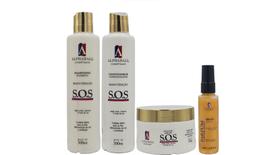 AlphaHall S.O.S Shampoo e Condicionador e Máscara e Sérum Ouro