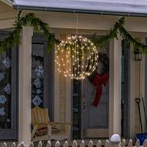 Alpine Corporation 16 "H Indoor/Outdoor Foldable metal Hanging Ornament com luzes LED brancas quentes