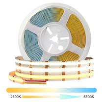 Alta Densidade 608 LEDs/m Flexível Regulável CCT COB LED Strip Lights 2700K a 6500K DC12V 24V Fita