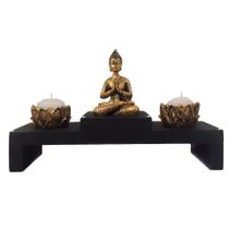 Altar com Castiçal de Estátua de Buda Dourado 15cm - 465 - Mandala de Luz