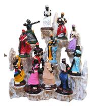 Altar Congá com 12 Orixás de 10 cm Umbanda Branco Dourado