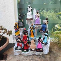 Altar Congá com 12 Orixás de 10 cm Umbanda Branco e Prata