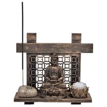 Altar Kit Zen Buda Castiçal Incensário Pedra Japonesa Paz