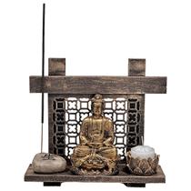 Altar Kit Zen Buda Castiçal Incensário Pedra Japonesa Vida