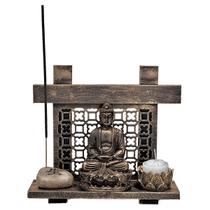 Altar Kit Zen Buda Castiçal Incensário Pedra Japonesa Vida - M3 Decoração