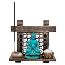 Altar Kit Zen Buda Castiçal Incensário Pedra Japonesa Vida