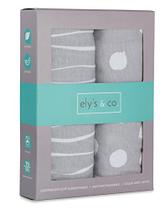 Alterando o conjunto da tampa do pad Folha de Berço 2 Pack 100% Jersey Algodão Cinzento Listras Abstratas e Pontos by Ely's & Co - Ely's & Co.