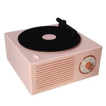 Alto-falante Bluetooth com graves aprimorados - estilo de disco de vinil rosa