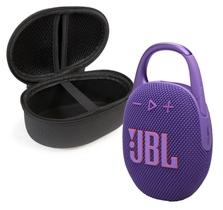 Alto-falante Bluetooth JBL Clip 5 com capa protetora roxa