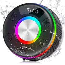 Alto-falante Bluetooth para chuveiro, alto-falantes portáteis Bluetooth 5.3 com som HD, à prova d'água IPX7, luz RGB colorida/display LED/rádio FM/cha