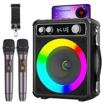 Alto-falante Bluetooth portátil Karaoke Machine ghishhb com 2 microfones