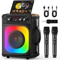 Alto-falante Bluetooth portátil Karaoke Machine HWWR com 2 microfones