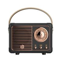 Alto-falante Bluetooth QUEQIMU Retro Portátil Cartão USB/TF/AUX Preto