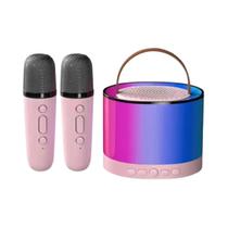 Alto-falante Bluetooth Sem Fio Para Crianças RGB Máquina De Karaokê Portátil Com 2 Microfones Para