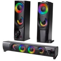 Alto-falante Caixa De Som Potente Pc Gamer Tv Notebook Computador C/ Luzes Led Rgb P2 110v/220v Usb P2