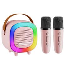 Alto-falante de máquina de karaokê NTEEWAHY Mini com 2 microfones sem fio para crianças