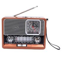 Alto-falante de rádio vintage Sanpyl com relógio de banda FM SW e lanterna