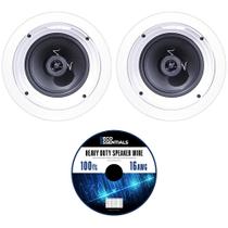 Alto-falante de teto Klipsch R-1650-C branco (pacote com 2) com fio de 100 pés Alto-falante de teto Klipsch R-1650-C branco (pacote com 2) com fio de 100 pés