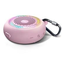 Alto-falante pequeno à prova d'água SOWO Bluetooth portátil sem fio - Alto-falante com clipe para chuveiro - Baixo potente e volume mais alto - Luzes coloridas e leves para viagens, cozinha e piscina - rosa
