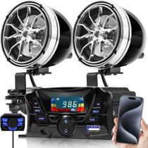 Alto-falantes Bluetooth GoHawk TS3 para Motocicleta - 180W - 7/8" a 1,25"