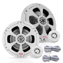 Alto-falantes marinhos Pyle de 6,5 polegadas e 240 W à prova d'água com fios IP-X5 Alto-falantes marinhos Pyle de 6,5 polegadas e 240 W à prova d'água com fios IP-X5