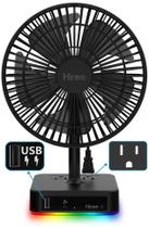 Aluguel de ventilador de mesa com porta de carregamento USB de 17 cm e 2 velocidades