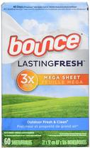 Amaciador de tecidos Dryer Sheets Bounce Lasting Fresh 60 folhas