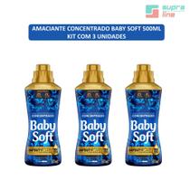 Amaciante Concentrado Baby Soft 500ml (azul) - kit c/ 3 unds