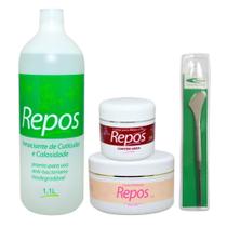 Amaciante Cuticulas e Calosidades 1,1 Lt Repos +Ureia 120g Repos +Esfoliante 250g Repos+Thimon 222