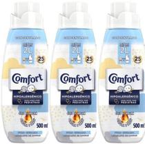 Amaciante de roupas concentrado Comfort Puro Cuidado Hipoalergênico 500ml - Kit com 03 unidades