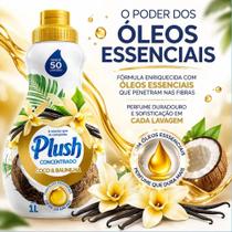 Amaciante de Roupas e Tecidos, Concentrado Plush 1 Litro - Rende até 50 Lavagens - Amaciante de Roupas e Tecidos, Concentrado Plush 1 Litro - Rende até 50 Lavagens -
