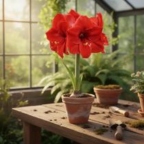 Amaryllis Carmen - Rizoma Adulto com Folha